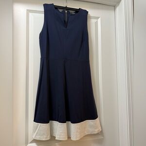 The Limited Navy and Cream Midi Dress